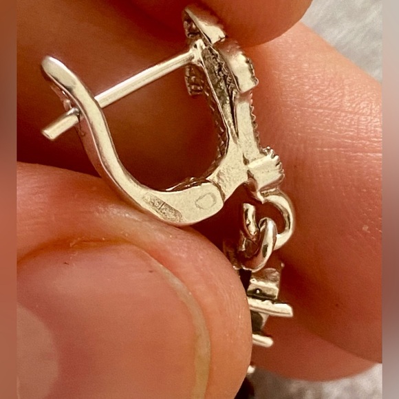 Elegant Silver and Black Dangle Earrings. Vintage sterling silver - Picture 5 of 7